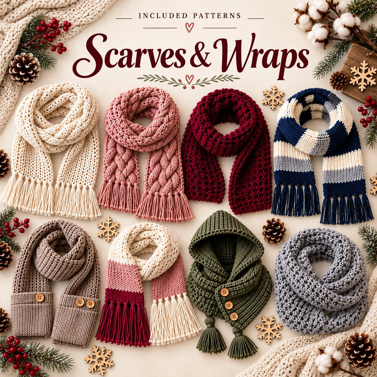 100 Snowberry Winter Accessories Crochet Pattern Bundle