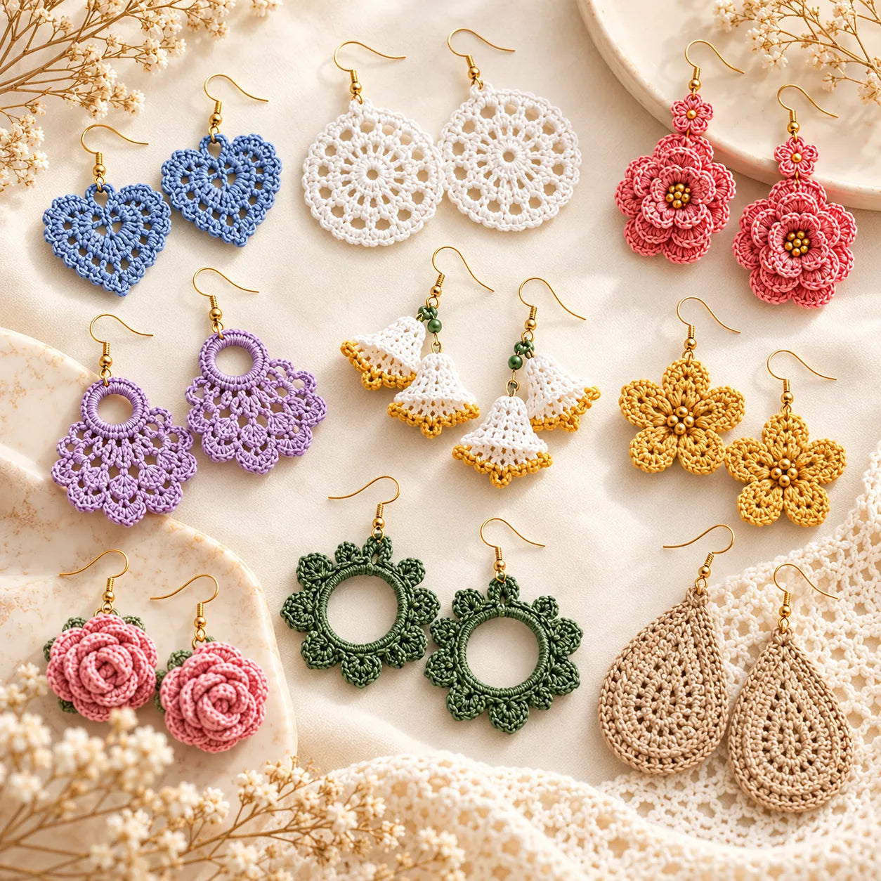 50 Lace & Loop Crochet Earrings Collection