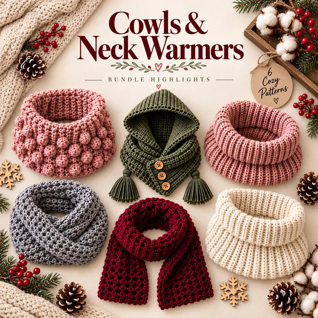 100 Snowberry Winter Accessories Crochet Pattern Bundle