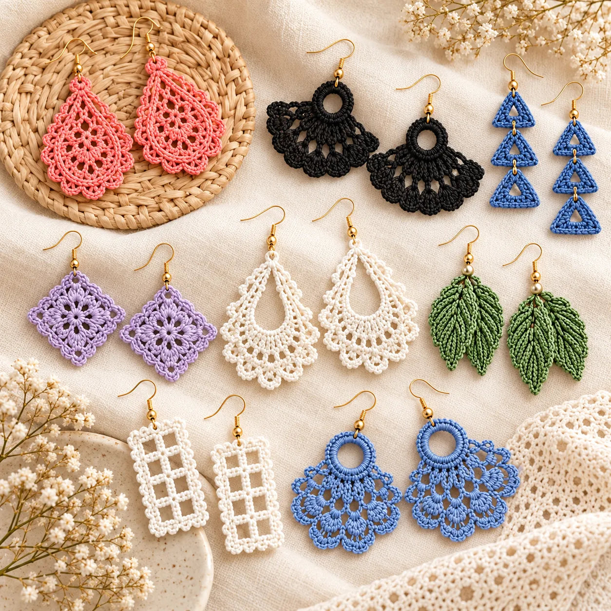50 Lace & Loop Crochet Earrings Collection