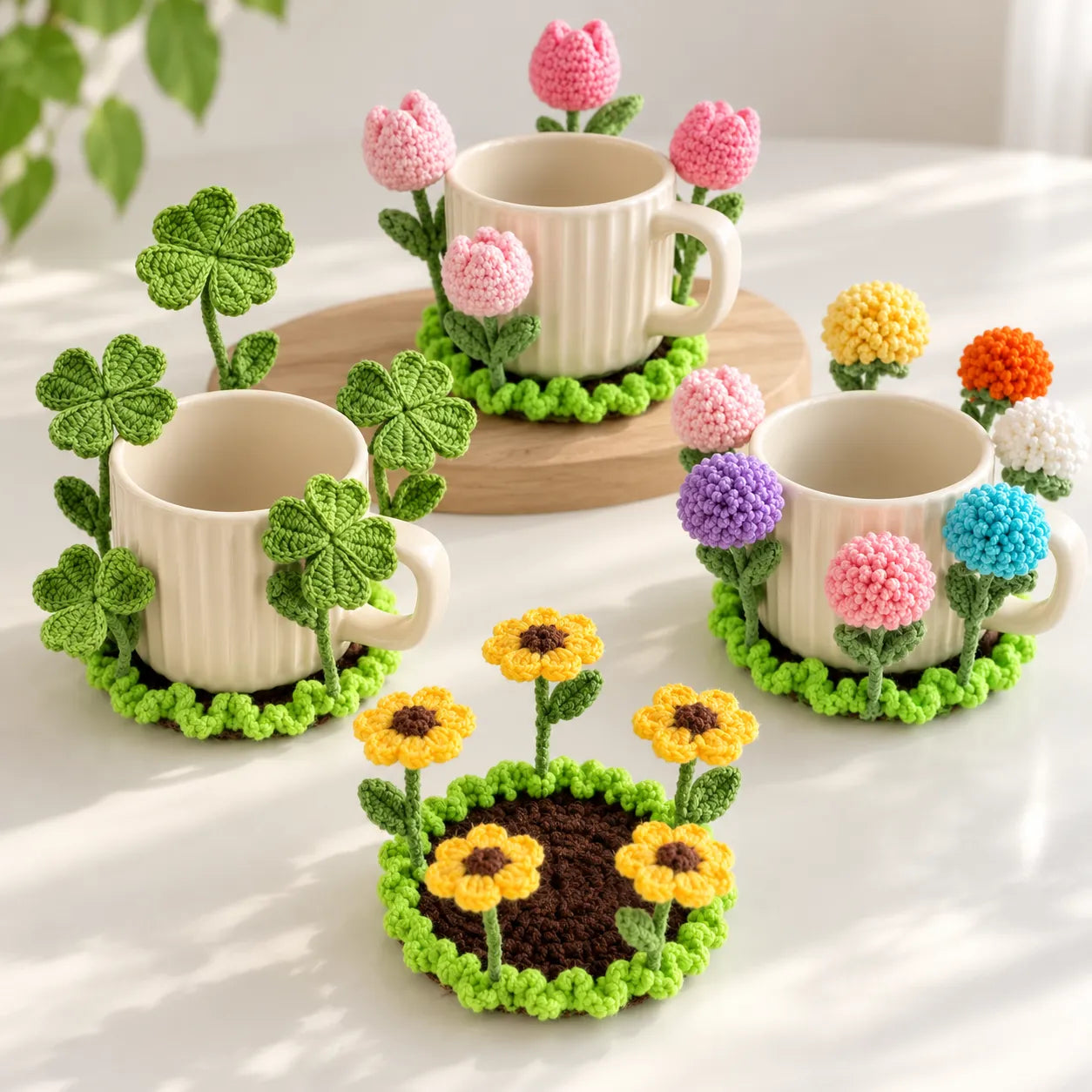 10+ Popping Flower Coasters Crochet Pattern Bundle