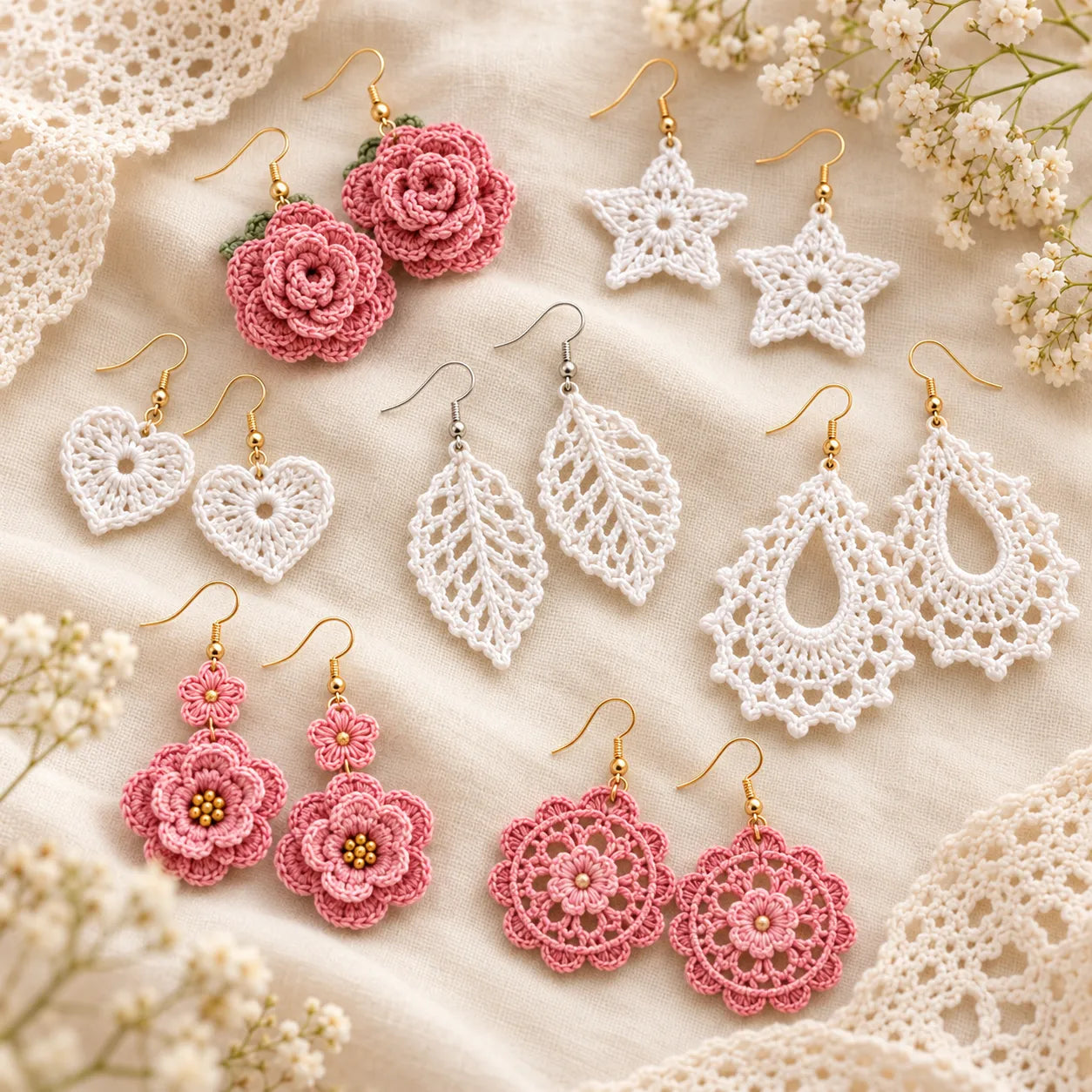 50 Lace & Loop Crochet Earrings Collection
