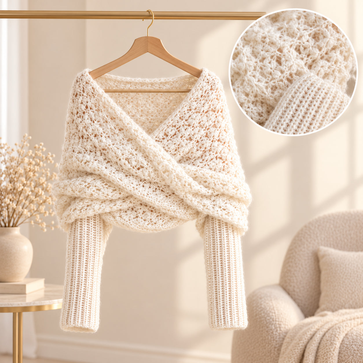 Ivory Whisper Sweater Scarf Crochet Pattern