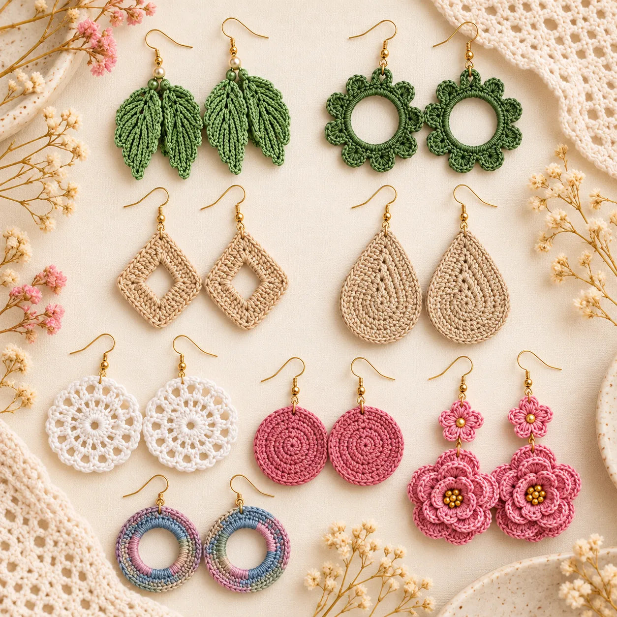 50 Lace & Loop Crochet Earrings Collection