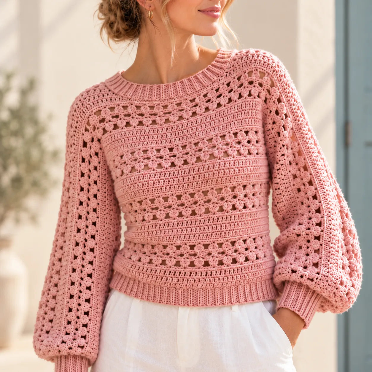 Cherry Blossom Stitch Blouse Crochet Pattern