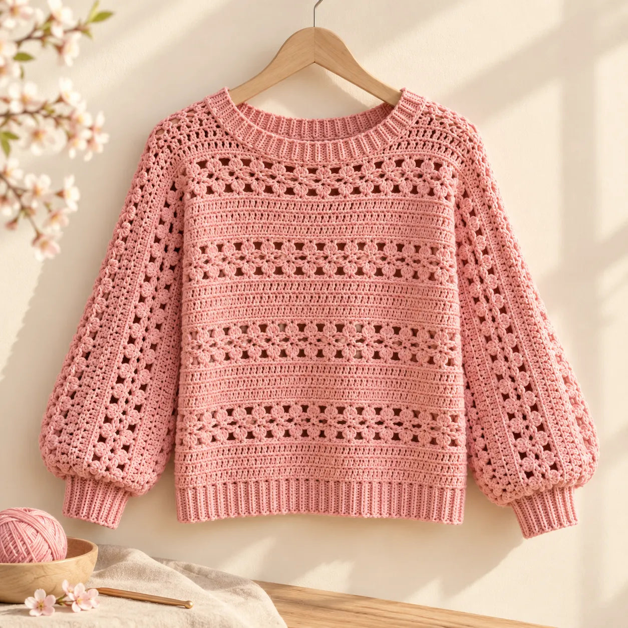 Cherry Blossom Stitch Blouse Crochet Pattern