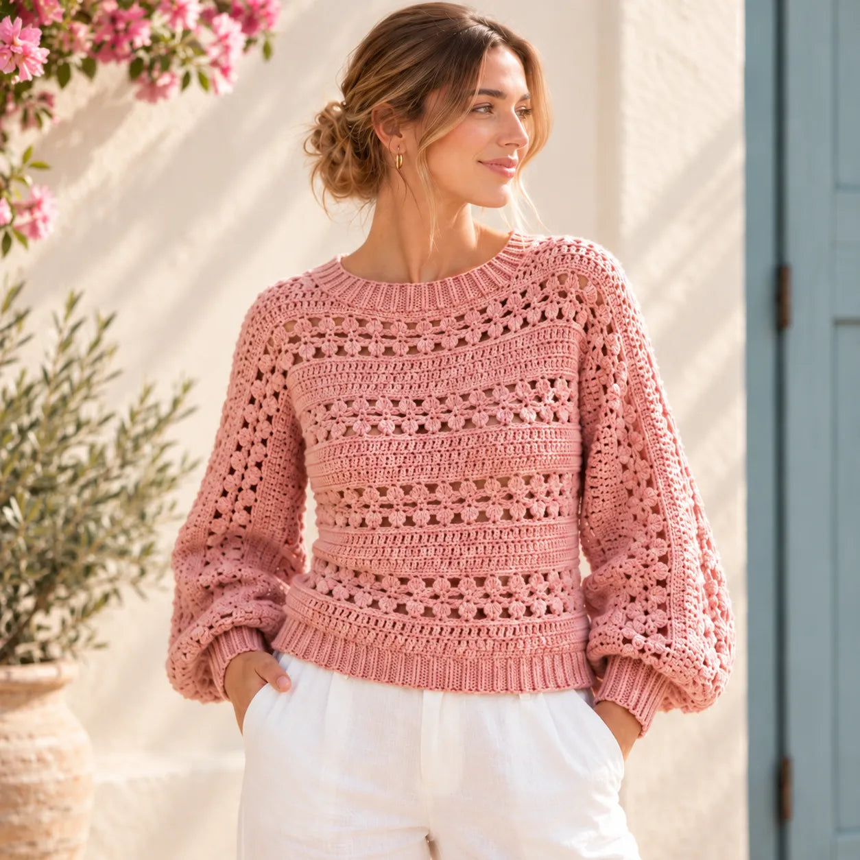 Cherry Blossom Stitch Blouse Crochet Pattern