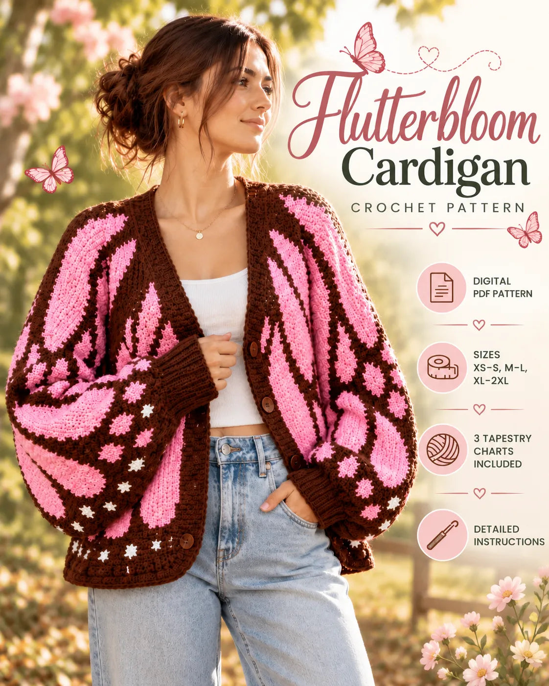 Flutterbloom Cardigan Crochet Pattern