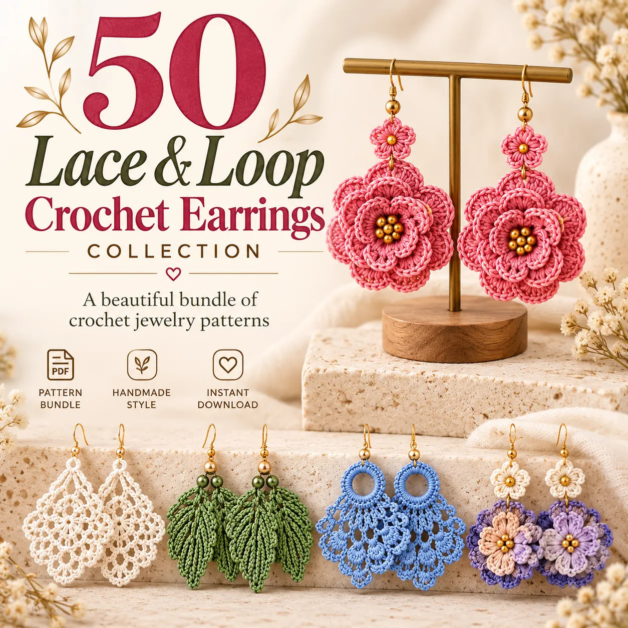50 Lace & Loop Crochet Earrings Collection